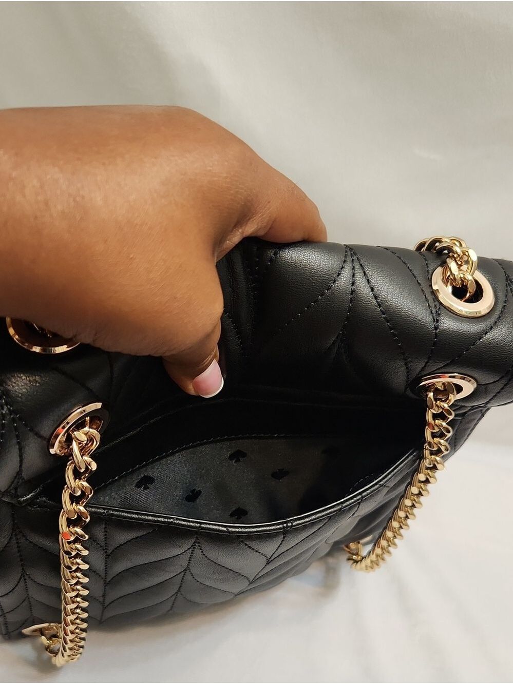 Kate Spade New York Briar Lane Quilted Dragonfly Gold Chain Strap Backpack - Picture 15 of 15